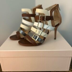 Jimmy Choo Leather Mix Strapped Heels Bought